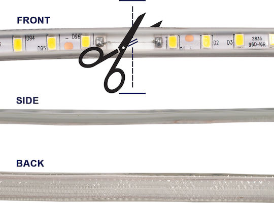 GloboStar Αδιάβροχη Ταινία LED 220V Φυσικό Λευκό Φως 1m Τύπου SMD2835