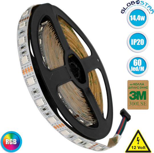 GloboStar Ταινία LED 12V RGB Φως 5m Τύπου SMD5050