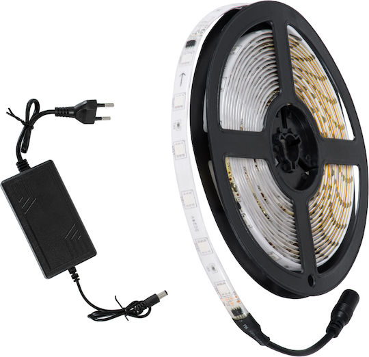 GloboStar Wasserdicht LED-Streifen 12V Rot Licht 5m Typ SMD5050 mit Netzteil