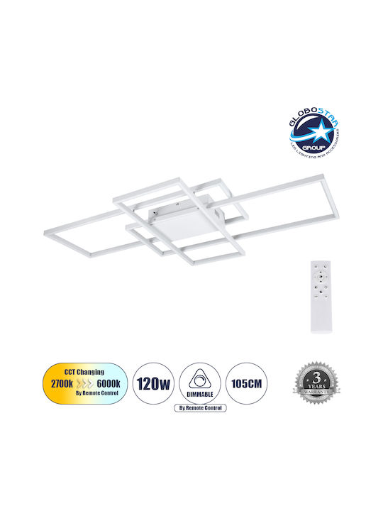 GloboStar Quadra Ceiling Mount Light 105cm White with Integrated LED and Remote Control