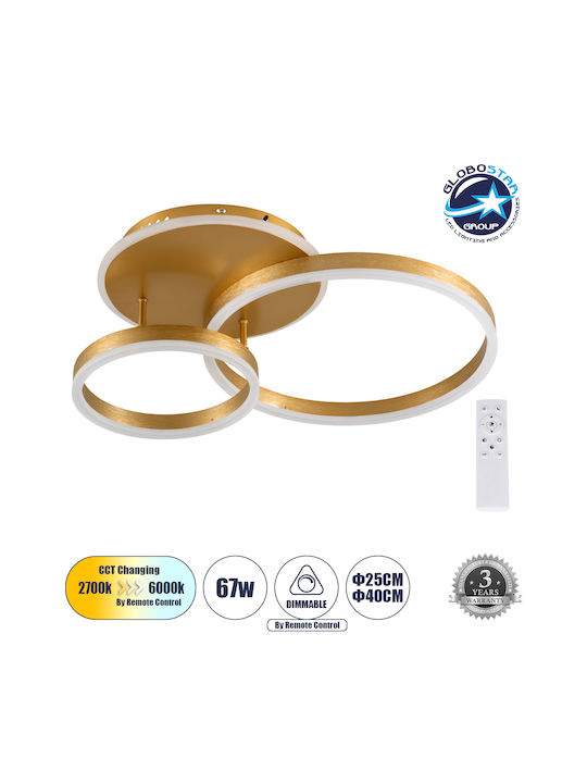 GloboStar Venom Ceiling Mount Light 60cm Gold with Integrated LED and Remote Control