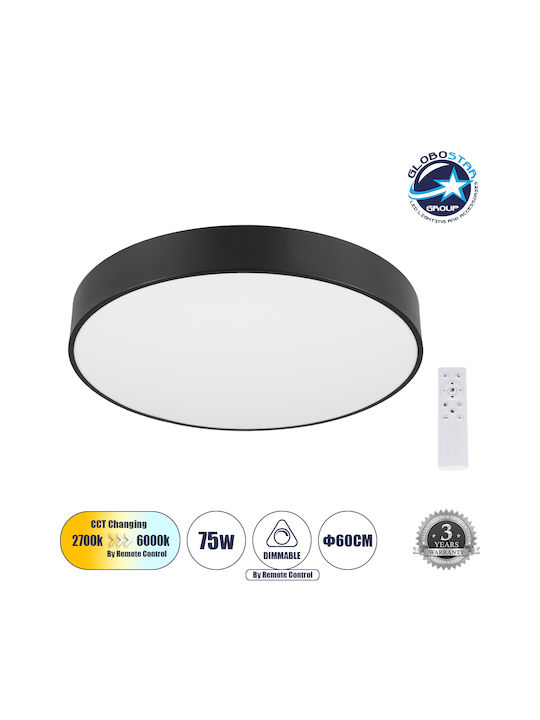 GloboStar Burton 61202-S Ceiling Mount Light 60cm Black with Integrated LED and Remote Control