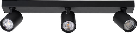 GloboStar Leonardo Triplu LED Alb Natural Spot în Culoare Negru
