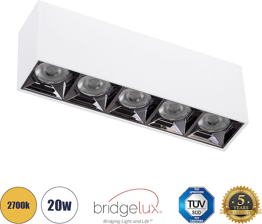 GloboStar Luminar Superior Σποτ με 5 Φώτα και με Ντουί GU10 σε Λευκό Χρώμα