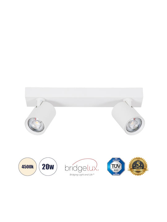 GloboStar Leonardo Double LED Natural White Spot in White Color