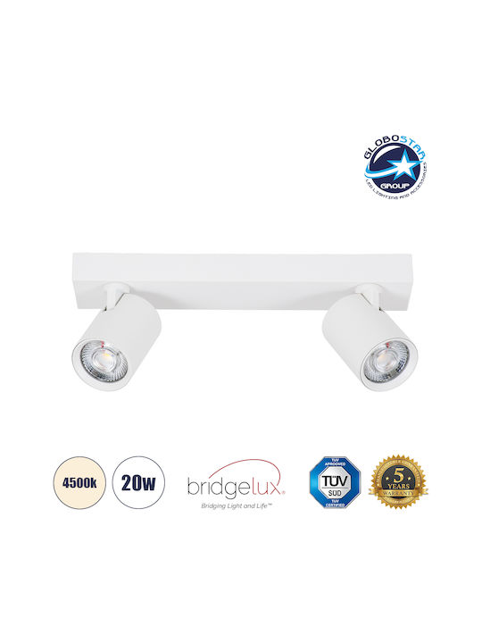 GloboStar Leonardo Double LED Natural White Spot in White Color