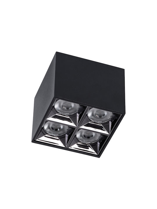 GloboStar Luminar Superior LED Alb Natural Spot cu 4 Lumini în Culoare Negru
