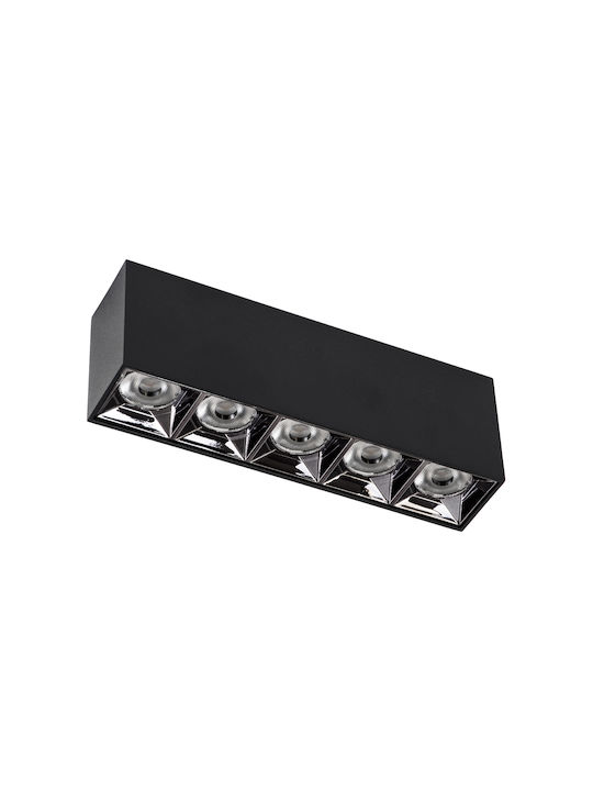 GloboStar Luminar Superior LED Alb Cald Spot cu 5 Lumini în Culoare Negru