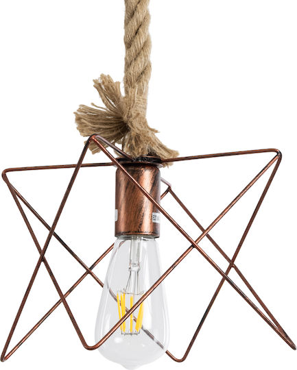 GloboStar Kazemi Ceiling Light Orange with Rope for E27 Bulb 18x18x17cm
