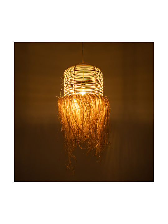 GloboStar Basseterre Deckenleuchte Beiges Boho Raster mit Lampenbirnensockel E27 35x35x60cm