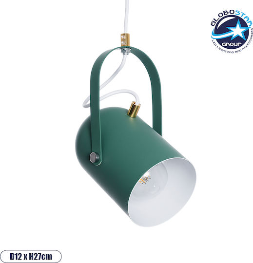 GloboStar Hazel Κρεμαστό Φωτιστικό Πράσινο με Ντουί E27 12x18x27εκ.