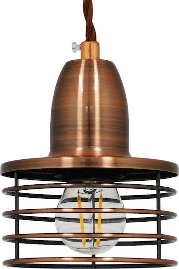 GloboStar Manhattan Κρεμαστό Φωτιστικό Χάλκινο με Ντουί E27 11x11x14εκ.