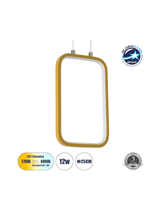 GloboStar Deroba Κρεμαστό Φωτιστικό Χρυσό LED 16x25.5εκ.