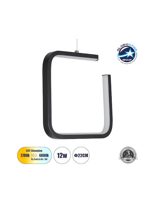 GloboStar Ceroba Lumină Suspendată Neagră LED cu Lumină Bianco Reglabilă 22x22x22cm
