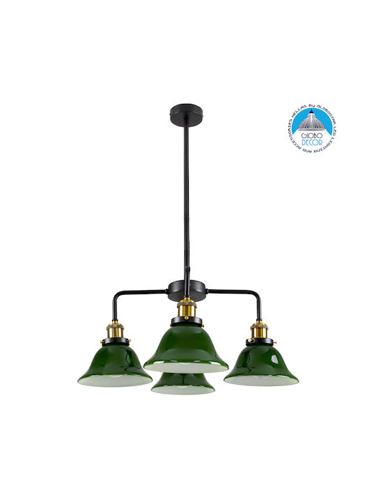 GloboStar Nostalgia Pendant Light Green Bell for 4 Bulbs E27 56x43x90cm