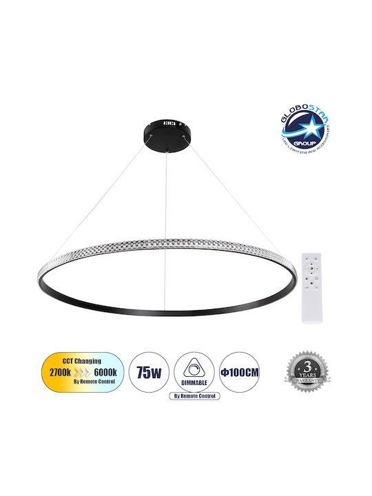 GloboStar Diamond Pendant Light Black 106x106cm