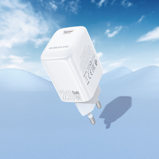 Borofone Charger Without Cable with USB-C Port 20W Power Delivery / Quick Charge 3.0 Whites (BN26 Fuente)