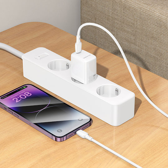 Borofone Charger Without Cable with USB-C Port 30W Power Delivery / Quick Charge 3.0 Whites (BN28)