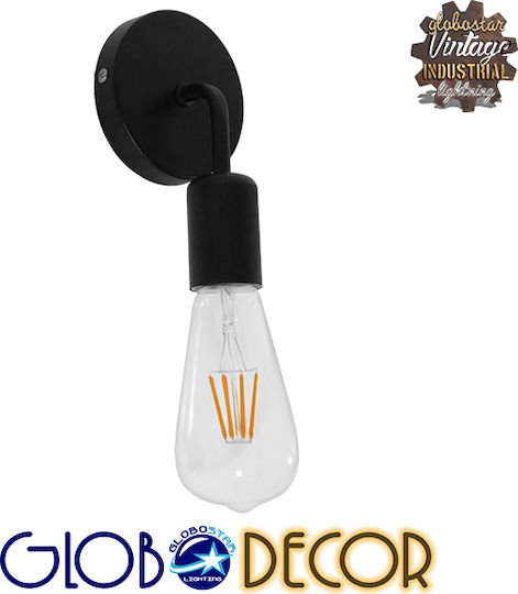 GloboStar Don Vintage Wall Lamp with E27 Lamp Bulb Base Black 7x16x16cm