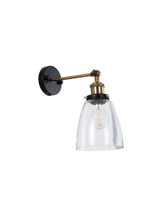 GloboStar Crucible Vintage Φωτιστικό Τοίχου με Ντουί E27 Χρυσό 25.5x14x29.5εκ.