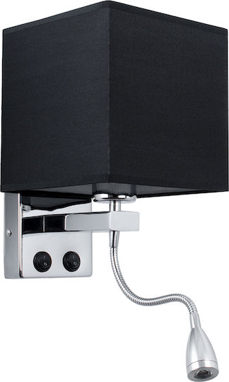 GloboStar Elegant Modern Wall Lamp with E27 Bulb Base and Switch Black 21x43x43cm
