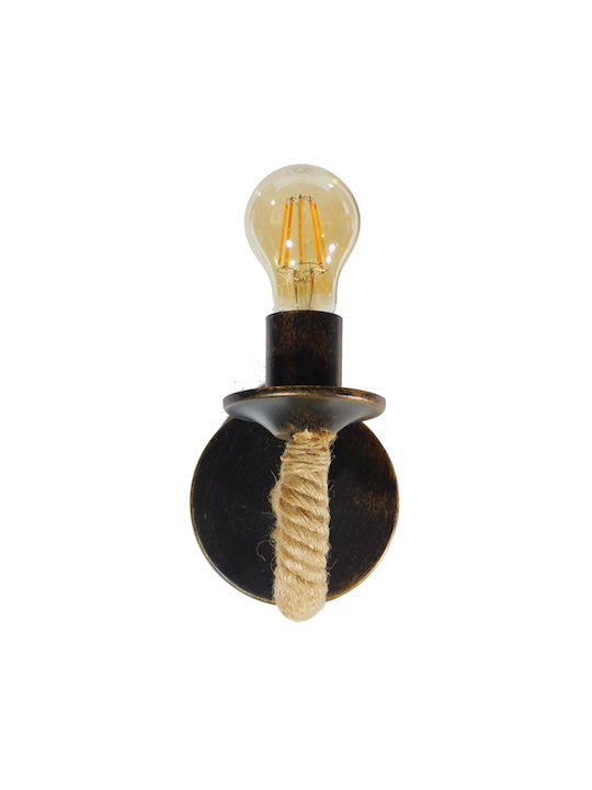 GloboStar Daker Vintage Φωτιστικό Τοίχου με Ντουί E27 Μαύρο 12x12x12εκ.