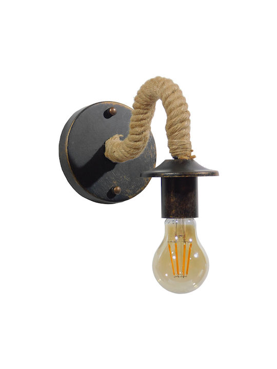GloboStar Daker Vintage Φωτιστικό Τοίχου με Ντουί E27 Μαύρο 12x12x12εκ.