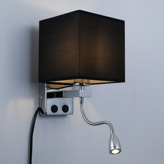 GloboStar Elegant Modern Wall Lamp with E27 Bulb Base and Switch Black 21x43x43cm