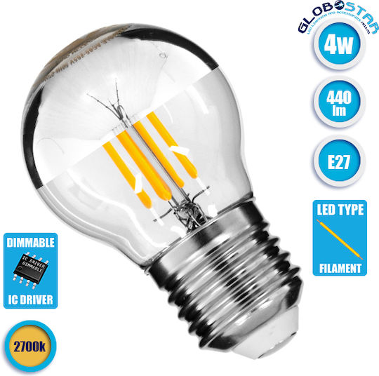 GloboStar Edison Retro LED крушка 4W 77mm за фасунга E27 и форма G45 Топло бяло 440лм Димируем