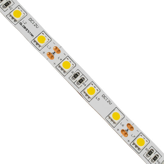 GloboStar Ταινία LED 12V Θερμό Λευκό Φως 5m Τύπου SMD5050