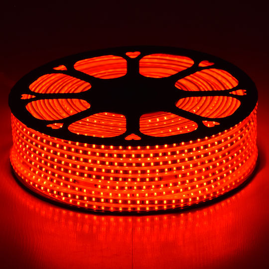 GloboStar Αδιάβροχη Ταινία LED 220V Κόκκινο Φως 1m Τύπου SMD2835