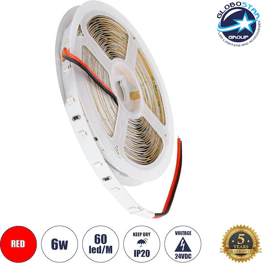 GloboStar Ταινία LED 24V Κόκκινο Φως 1m Τύπου SMD2835