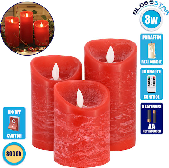 GloboStar Decorative Lighting LED Warm White 3000K Wax Polish 3pcs 7.5x7.5cm