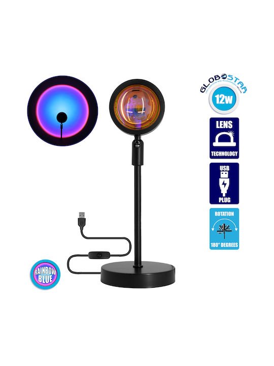 GloboStar Rainbow Blue 180° Dekorative Lampe Sonnenuntergang Schwarz