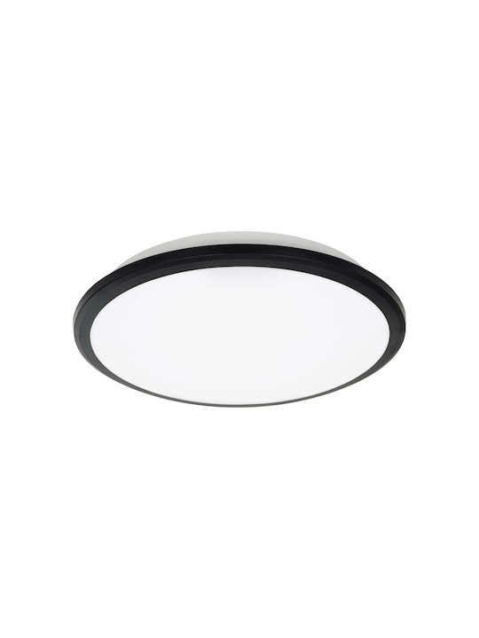 GloboStar Tuffin Bathroom Ceiling Mount Light 30cm Black With Integrated LED