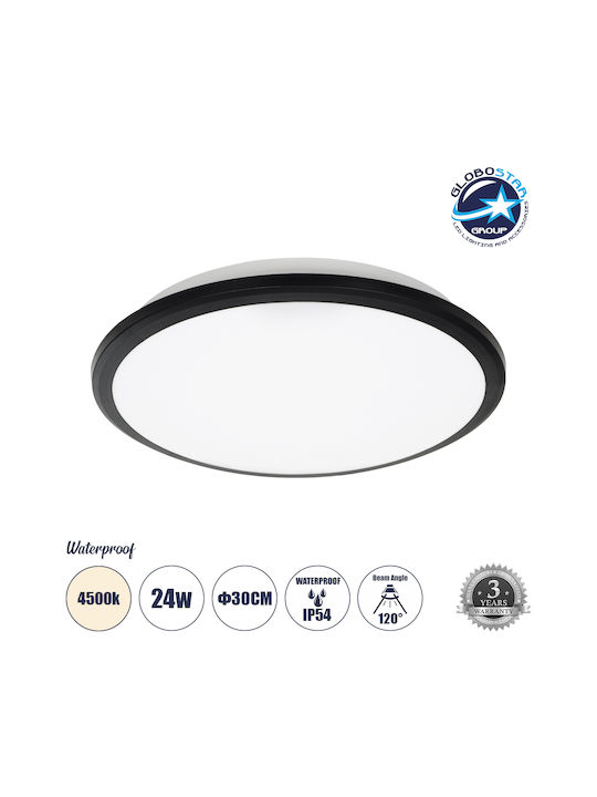GloboStar Tuffin Deckenleuchte Badezimmer 30cm Schwarz mit Integrierter LED