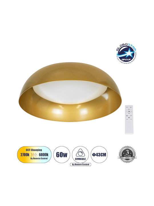 GloboStar Anatolia Ceiling Mount Light 43cm Gold with Integrated LED and Remote Control