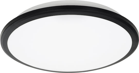 GloboStar Tuffin Ceiling Mount Light Bathroom 30cm Black with Integrated LED