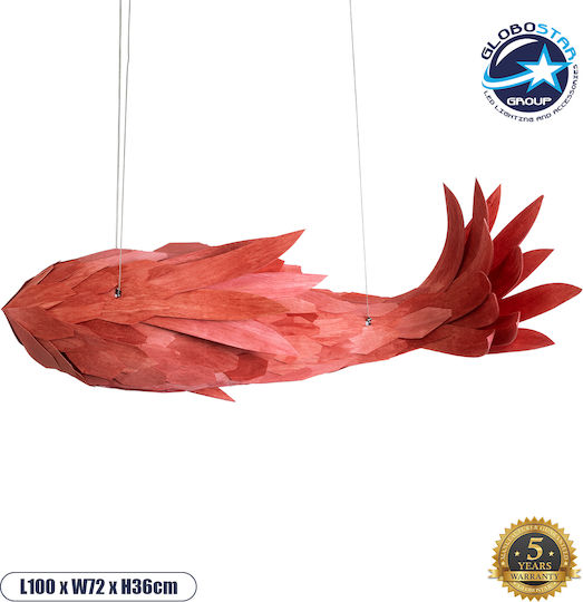 GloboStar Pendant Light Red Boho Grid with Socket E27 100x72x36cm