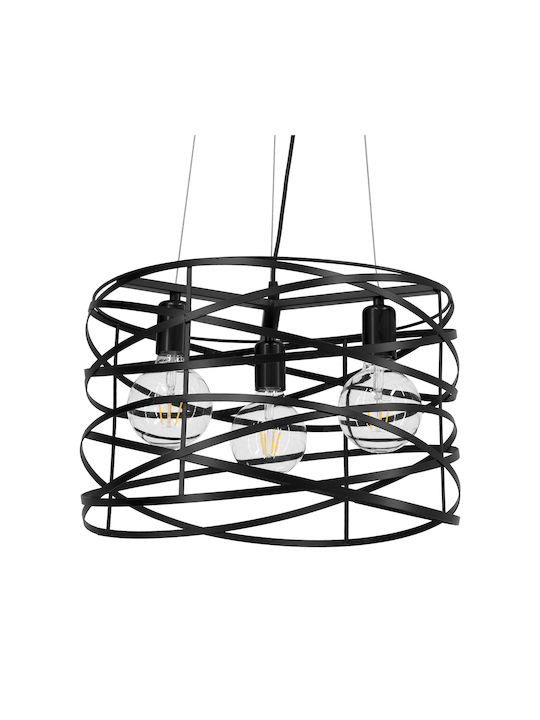 GloboStar Token Pendant Light Black Grid with Socket E27 43cm
