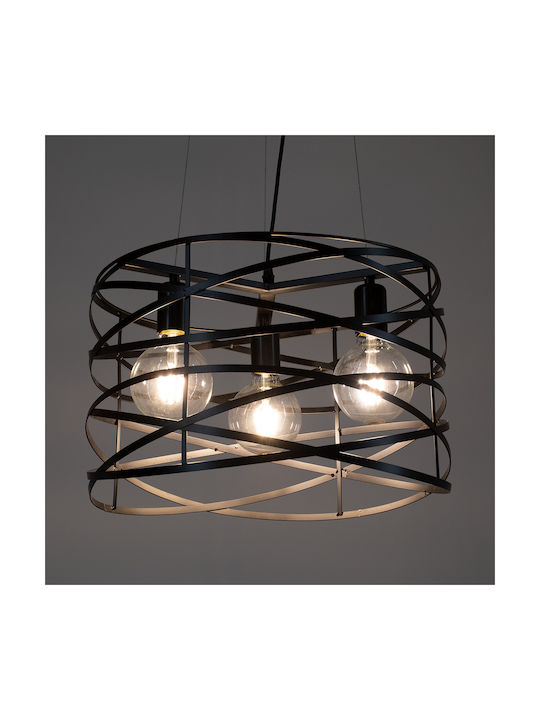 GloboStar Token Pendant Light Black Grid with Socket E27 43cm