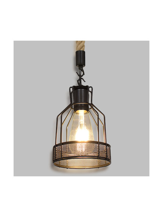 GloboStar Mason Pendant Light Black with Rope for Socket E27 25x15x24cm