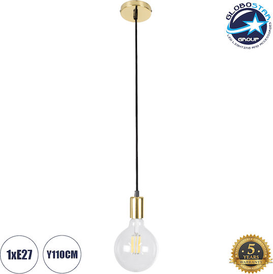 GloboStar Lumi Hängelampe Gold mit Fassung E27 10.5x118cm.