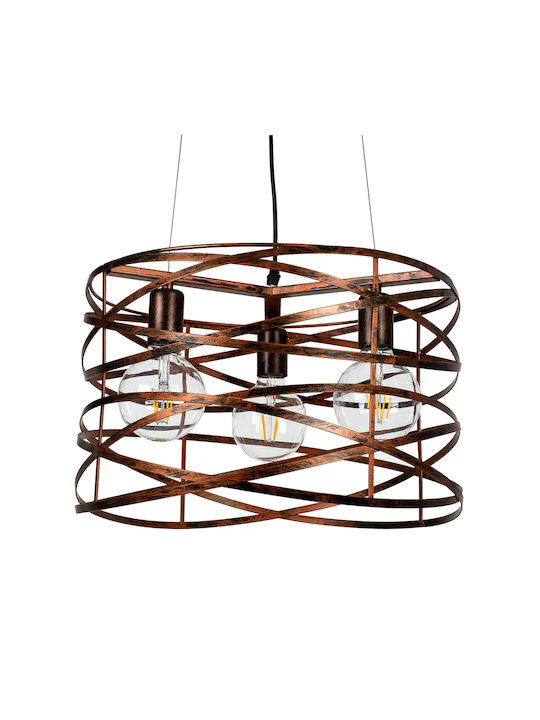 GloboStar Token Pendant Light Brown Grid with Socket E27 44x44x29cm
