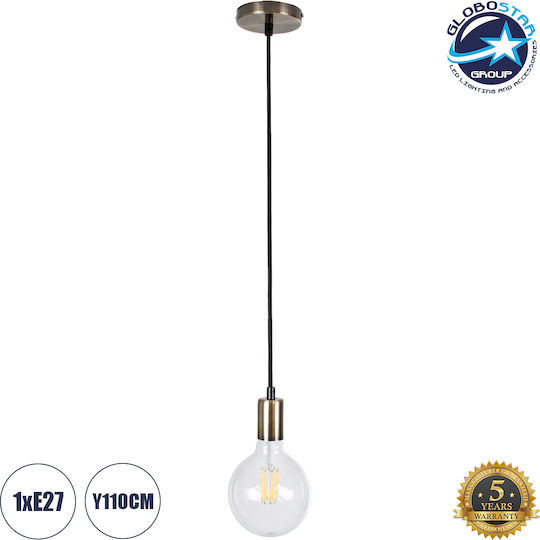 GloboStar Lumi Hängelampe Bronze mit Fassung E27 4x4x110cm.