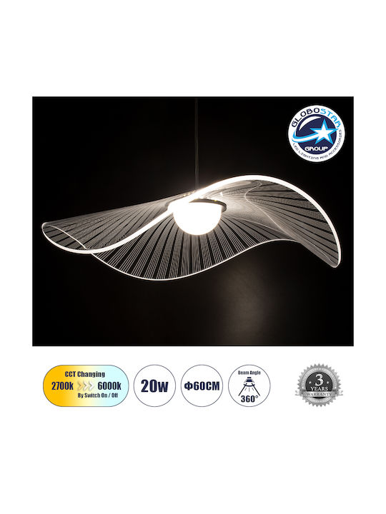 GloboStar Acrylica Pendant Light Black 66x66cm