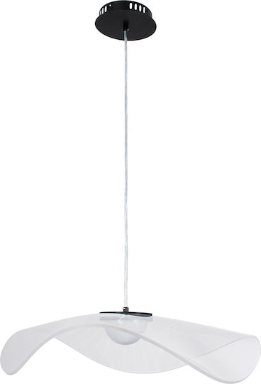 GloboStar Acrylica Висящо Таванно Осветително Тяло Черно LED с Регулируемо Бяло Светлина 66x66x15см