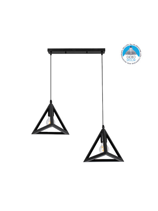 GloboStar Triangle Pendant Light Black Grid with Socket E27 60x22x130cm