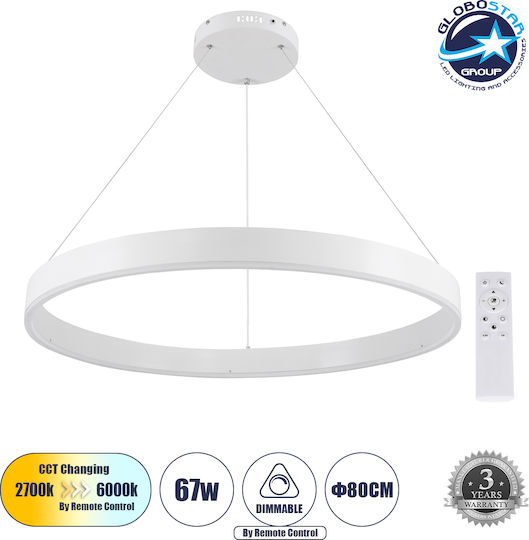 GloboStar Venom Κρεμαστό Φωτιστικό Λευκό LED με Ρυθμιζόμενο Λευκό Φως 80x80εκ.