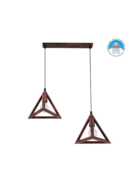 GloboStar Triangle Pendant Light Copper Grid with Socket E27 60x22x130cm